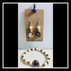 Mocha Mocha Earrings and Bracelet Handmade Set